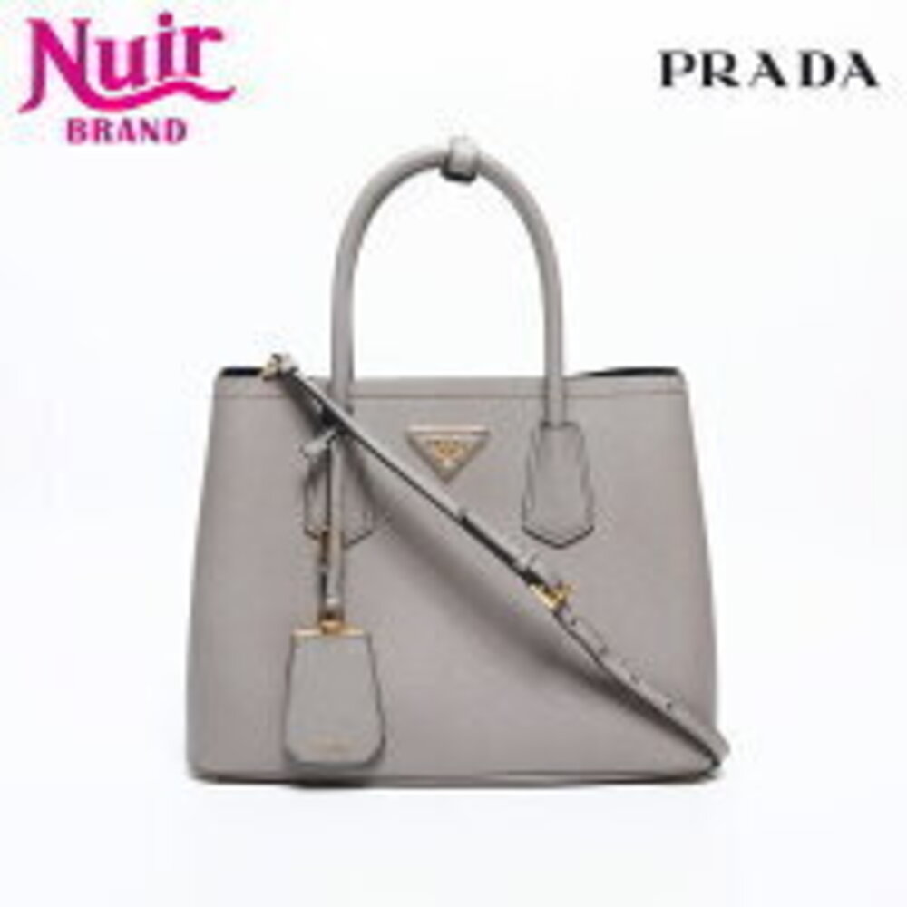 Prada Double Saffiano leather bag gray
